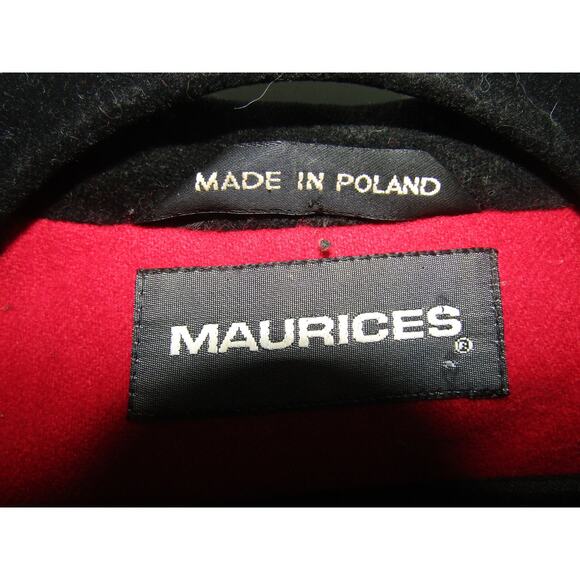 Maurices Vintage Red Wool Blend Coat w/ Black Trim Women’s L Outdoor 90s Y2K - Picture 3 of 6